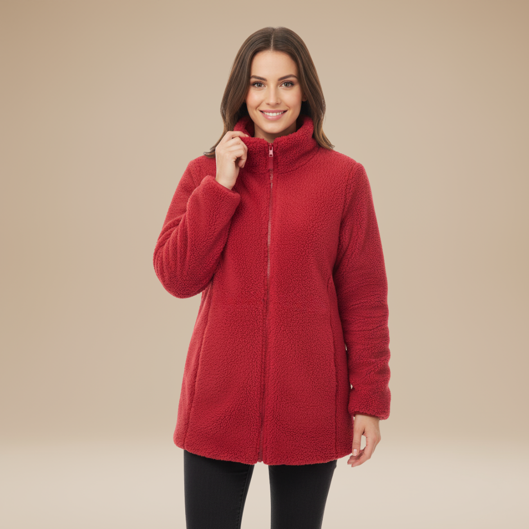 Mia | Cappotto Teddy Morbido da Donna con Zip Integrale